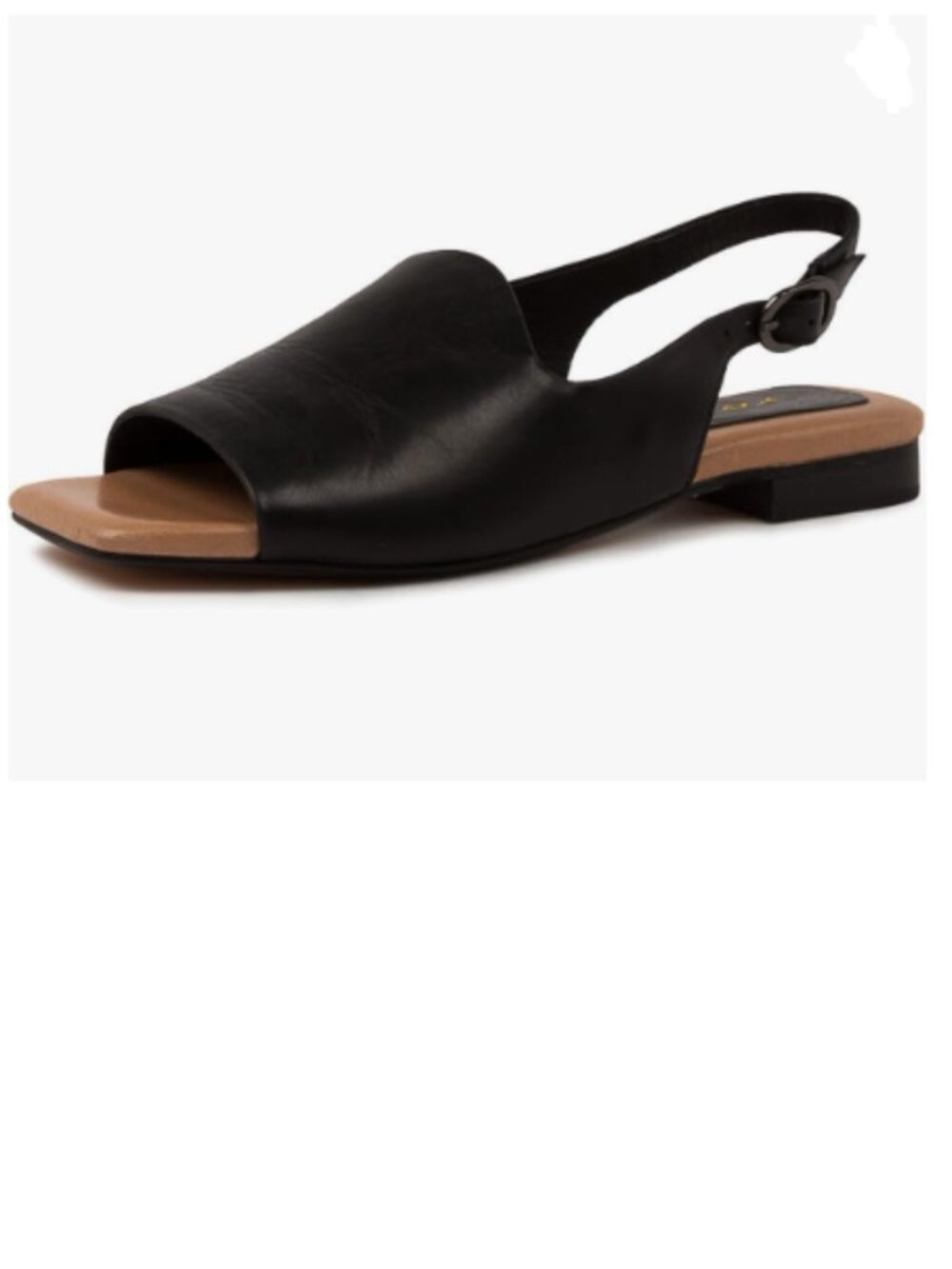 YDN Black Open Toe Slingback Low Chunky Heel Pumps Strap Buckle Stacked Shoes